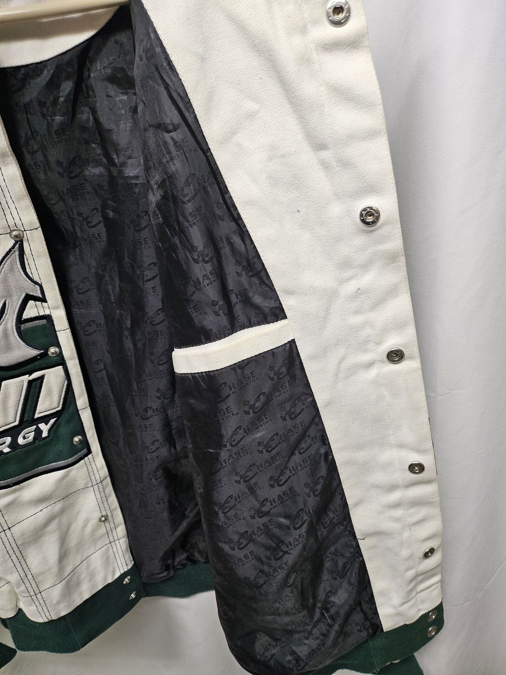 Chase Authentics Amp Energy White And Dark Green Racing Bomber Jacket View 6